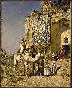 Edwin Lord Weeks Old Blue Tiled Mosque Outside of Delhi India oil on canvas